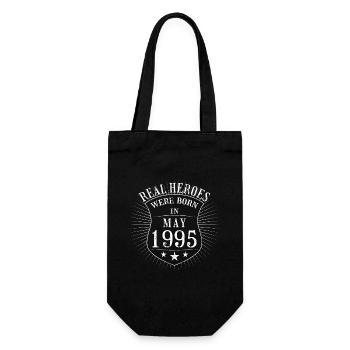 Real Heroes were born in Mai 1995 Geburtstag - Geschenkbeutel für Flaschen - Schwarz - Vorne