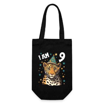Ich bin 9 Jahre alt Leoparde Leopard 9. Geburtstag - Geschenkbeutel für Flaschen - Schwarz - Vorne