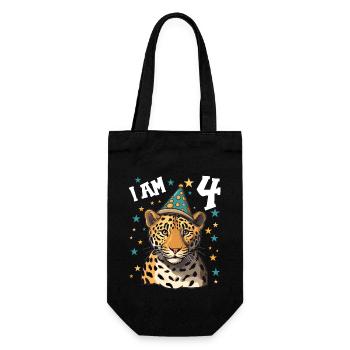 I'm 4 Years Old Leopard Leopard 4th Birthday - Gift Bag for Bottles - black - Front