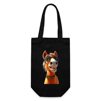 Pferd Pferdemädchen Reiterin Pony Stall Pferde - Geschenkbeutel für Flaschen - Schwarz - Vorne