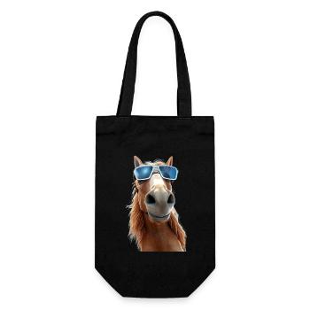Pferd Pferdemädchen Reiterin Pony Stall Pferde - Geschenkbeutel für Flaschen - Schwarz - Vorne