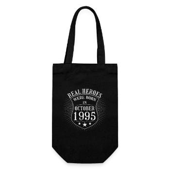 Real Heroes were born in Oktober 1995 Geburtstag - Geschenkbeutel für Flaschen - Schwarz - Vorne