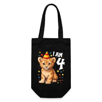 I'm 4 Years Old Lion Leo 4th Birthday - Gift Bag for Bottles - black - Front