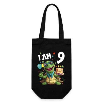 I'm 9 Turtles Turtle 9th Birthday - Gift Bag for Bottles - black - Front