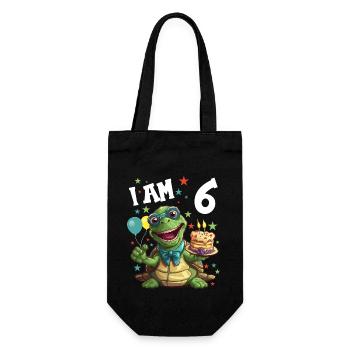 Je suis 6 tortues Tortue 6e anniversaire - Sac à bouteille - noir - Devant
