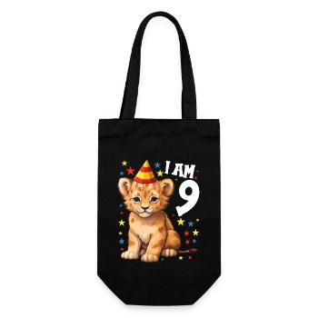 Ich bin 9 Jahre alt Löwen Löwe 9. Geburtstag - Geschenkbeutel für Flaschen - Schwarz - Vorne
