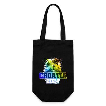 Croatia 2024 Holiday Palm Trees Colorful - Gift Bag for Bottles - black - Front