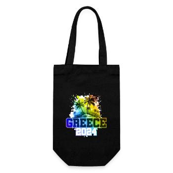 Greece 2024 Holiday Palm Trees Multicolored - Gift Bag for Bottles - black - Front