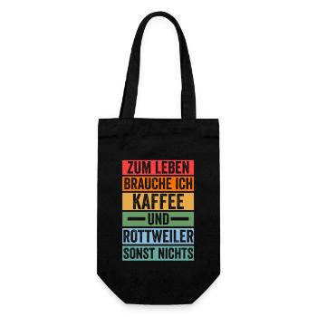 Kaffee Hund Rottweiler - Geschenkbeutel für Flaschen - Schwarz - Vorne