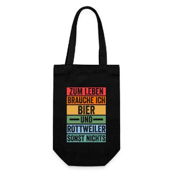 Bier Hund Rottweiler - Geschenkbeutel für Flaschen - Schwarz - Vorne