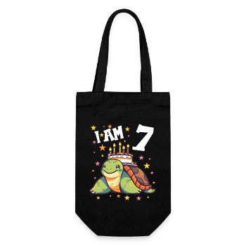 Ich bin 7 Schildkröten Schildkröte 7. Geburtstag - Geschenkbeutel für Flaschen - Schwarz - Vorne