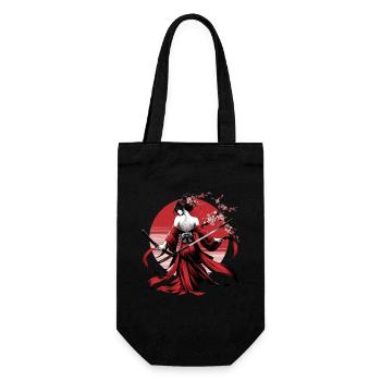 Japanese Samurai Floral Warrior Flower Sakura - Gift Bag for Bottles - black - Front