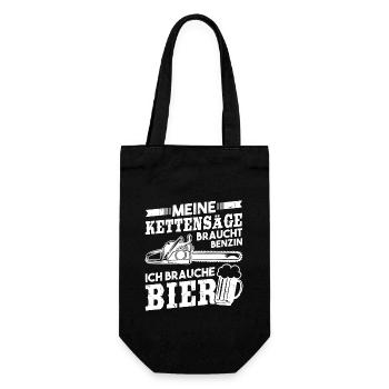 Meine Kettensäge braucht Benzin ich brauche Bier - Geschenkbeutel für Flaschen - Schwarz - Vorne