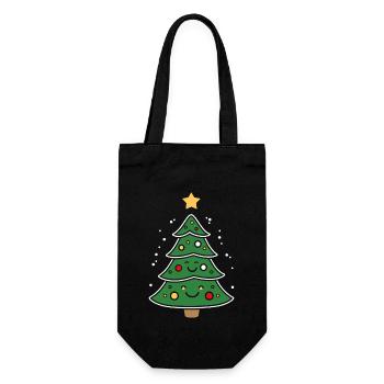 Kleiner Weihnachtsbaum - Geschenkbeutel für Flaschen - Schwarz - Vorne