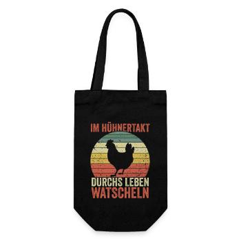 Huhn Bauer Bauernhof Küken Landwirt Hühner - Geschenkbeutel für Flaschen - Schwarz - Vorne