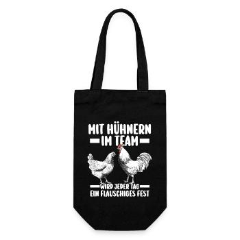 Huhn Bauer Bauernhof Küken Landwirt Hühner - Geschenkbeutel für Flaschen - Schwarz - Vorne