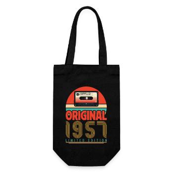 Jahrgang 1957 Jubiläumsgeschenk. Retro 1957. - Geschenkbeutel für Flaschen - Schwarz - Vorne