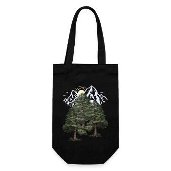 Wilderness, Mountains, Nature, Forest, Pines, Firs, Trees - Gift Bag for Bottles - black - Front