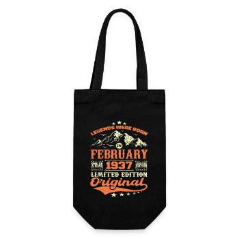 87 Years Born In February 1937 Birthday Gift - Gift Bag for Bottles - black - Front