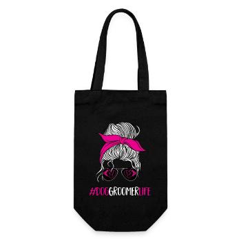 Dog Salon Dogs Hairdresser - Gift Bag for Bottles - black - Front