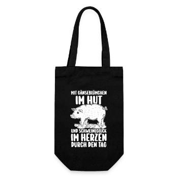 Schwein Schweinebauer Bauernhof Schweine - Geschenkbeutel für Flaschen - Schwarz - Vorne