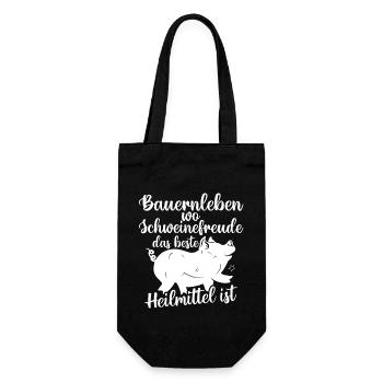 Schwein Schweinebauer Bauernhof Schweine - Geschenkbeutel für Flaschen - Schwarz - Vorne