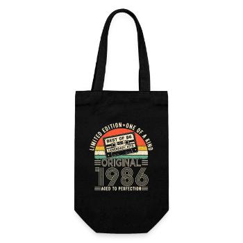 Vintage Birthday Joy 1986 - Gift Bag for Bottles - black - Front
