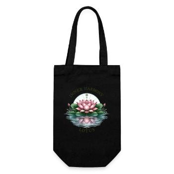 Inner Harmony Lotus - Heiteres Wasser- und Blumendesign - Geschenkbeutel für Flaschen - Schwarz - Vorne