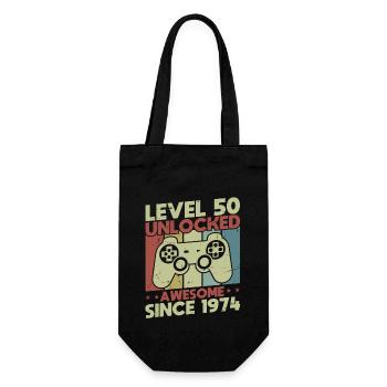 Level 50 freigeschaltet - Geschenkbeutel für Flaschen - Schwarz - Vorne