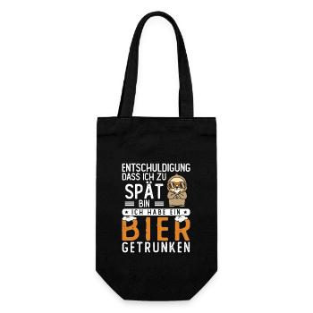 Entschuldigung dass ich zu spät bin Bier getrunken - Geschenkbeutel für Flaschen - Schwarz - Vorne