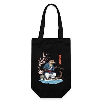 Kawaii Samurai Loutre Ukiyo-E Art Streetwear - Sac à bouteille - noir - Devant