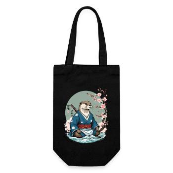 Esthétique loutre samouraï Vintage Ukiyo-E Design - Sac à bouteille - noir - Devant