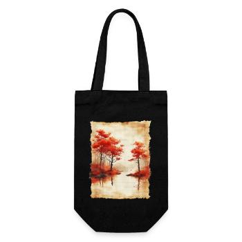 Classic Scenery Papyrus Scroll Onsen Japanese - Gift Bag for Bottles - black - Front