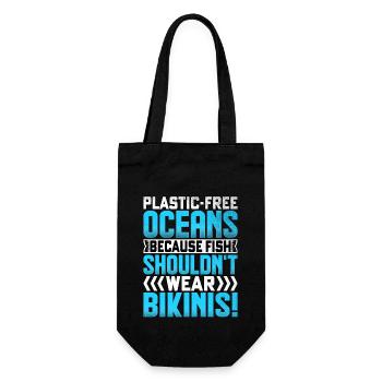 Plastic-Free Oceans because fish shouldn't wear - Gift Bag for Bottles - black - Front