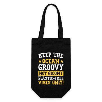 Keep the Ocean groovy not gloomy plastic-free - Gift Bag for Bottles - black - Front