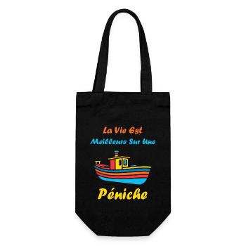 Bateau humour péniche - Sac à bouteille - noir - Devant