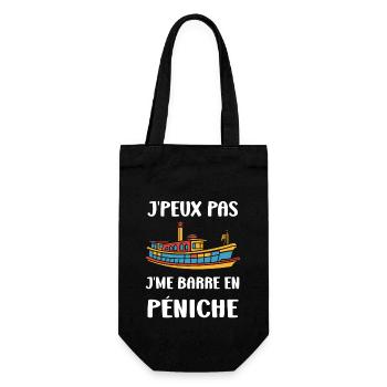 Bateau humour péniche - Sac à bouteille - noir - Devant