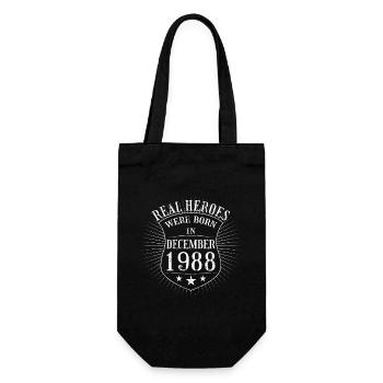 Real Heroes were born in Dezember 1988 Geburtstag - Geschenkbeutel für Flaschen - Schwarz - Vorne