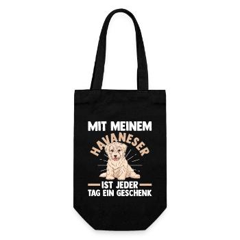 Hund Havaneser - Geschenkbeutel für Flaschen - Schwarz - Vorne