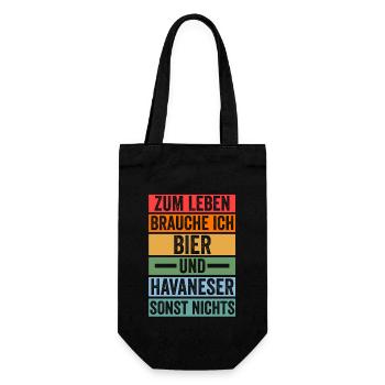 Hund Bier Havaneser - Geschenkbeutel für Flaschen - Schwarz - Vorne