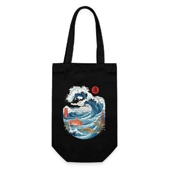 Asie Mer Océan Ukiyo-E Vintage Kanji Streetwear - Sac à bouteille - noir - Devant
