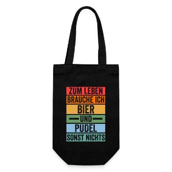 Hund Bier Pudel - Geschenkbeutel für Flaschen - Schwarz - Vorne