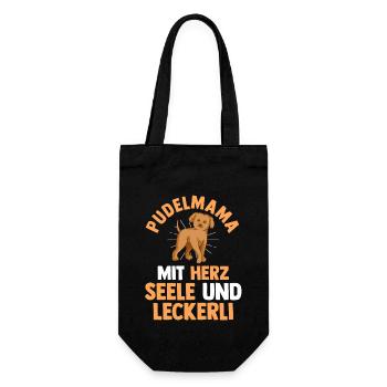 Hund Hundemama Pudelmama Mutter Pudel - Geschenkbeutel für Flaschen - Schwarz - Vorne