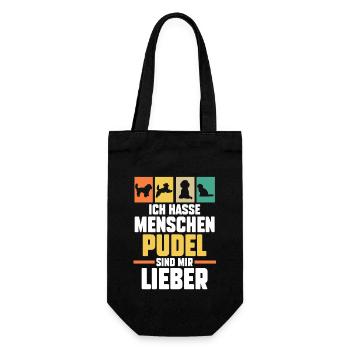 Hund Pudel - Geschenkbeutel für Flaschen - Schwarz - Vorne