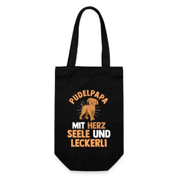 Hund Hundepapa Vater Pudelpapa Pudel - Geschenkbeutel für Flaschen - Schwarz - Vorne