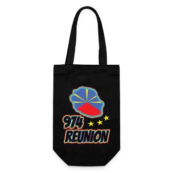 idee cadeau drapeau carte ile de la reunion 974 - Sac à bouteille - noir - Devant