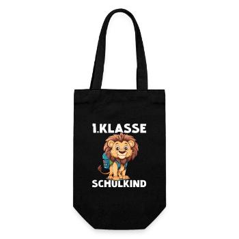 1 Klasse Löwe Schulkind Erstklässler Einschulung - Geschenkbeutel für Flaschen - Schwarz - Vorne