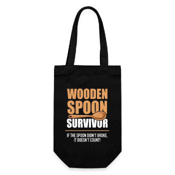 Wooden Spoon Survivor Didn't Broke Doesn't Count - Geschenkbeutel für Flaschen - Schwarz - Vorne