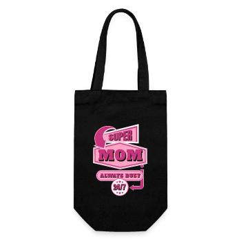 Super Mom Super Mama Geschenkidee Geburtstag - Geschenkbeutel für Flaschen - Schwarz - Vorne