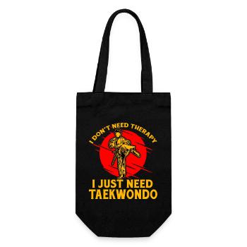 Ich brauche keine Therapie, ich brauche nur Taekwondo - Geschenkbeutel für Flaschen - Schwarz - Vorne